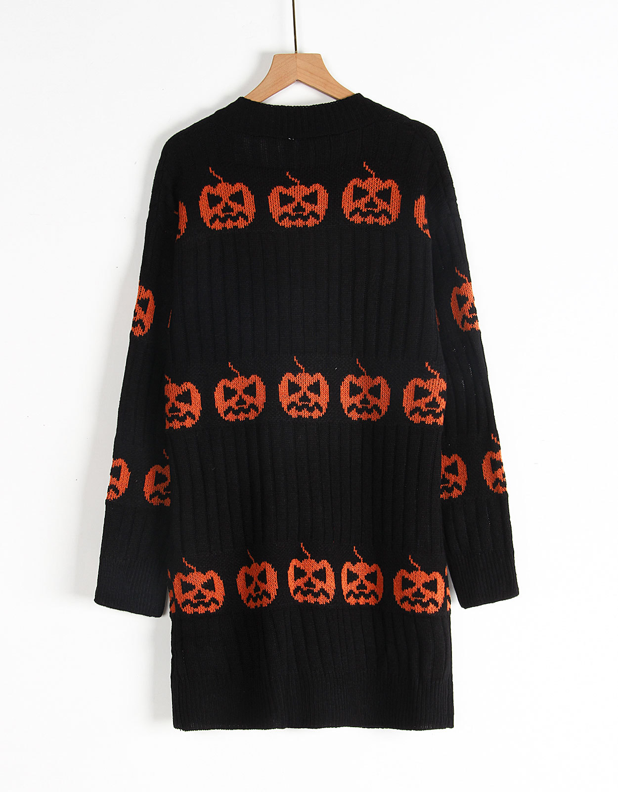 Halloween Knit Cardigan Womens Long Open Front Sweater Holiday Outerwear Coat